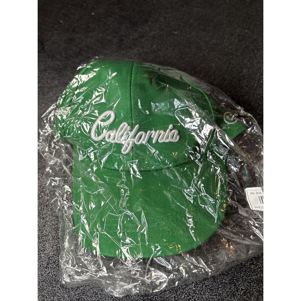 UNISEX GREEN & WHITE CALIFORNIA BASEBALL HAT-FLATBILL CAP
